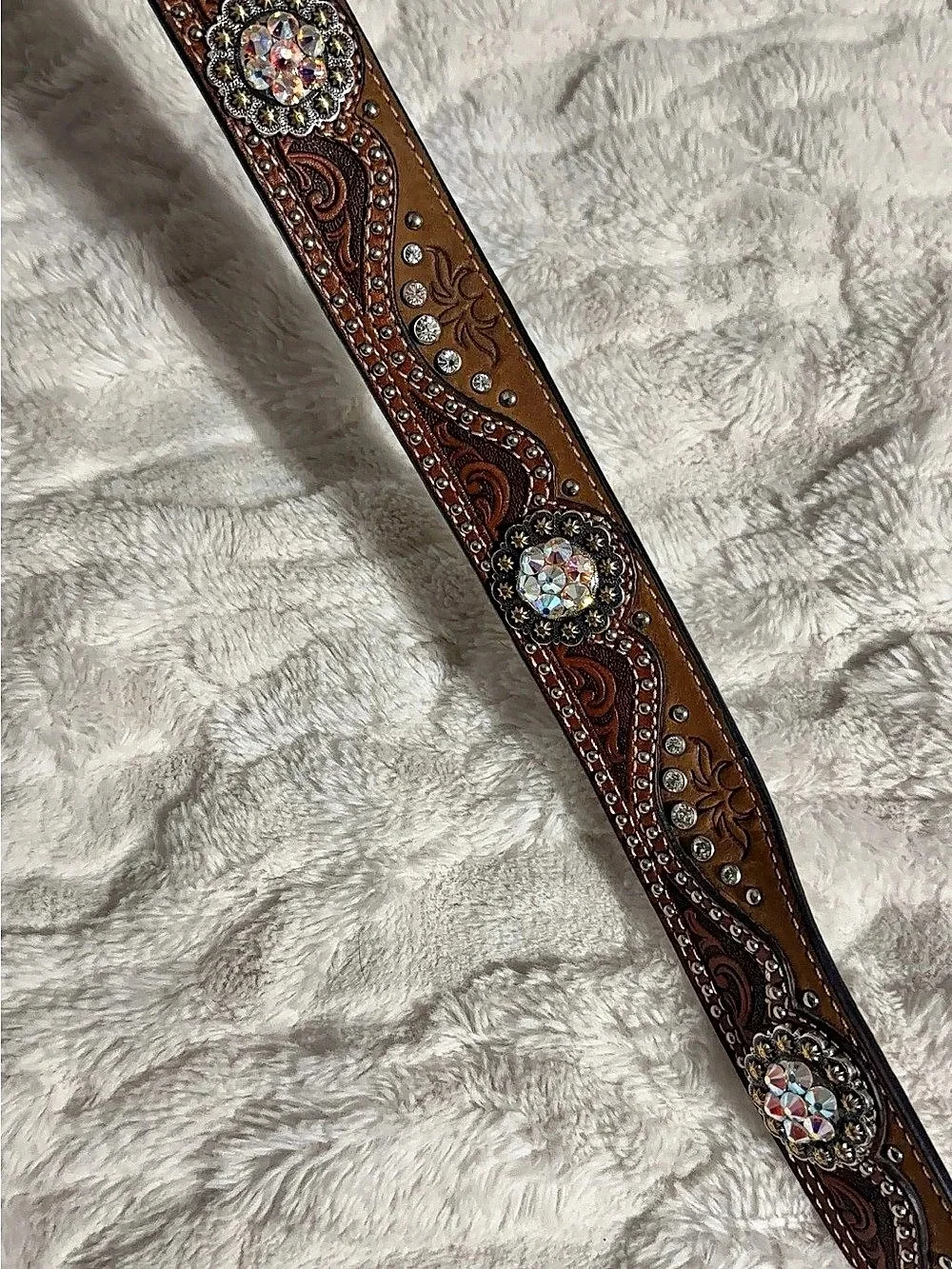 Nocona Paisley Western Belt in Brown & Silver